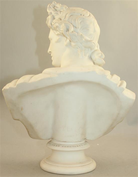 A Copeland parian bust of the Apollo Belvedere, after C. Delpech, 33cm